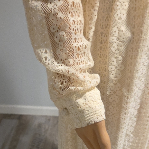 Vintage Cream Long Sleeve Lace Dress - Picture 4 of 12